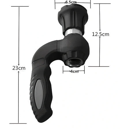 Black Mighty Power Hose Blaster Nozzle with five spray settings and ergonomic handle for garden and car washing