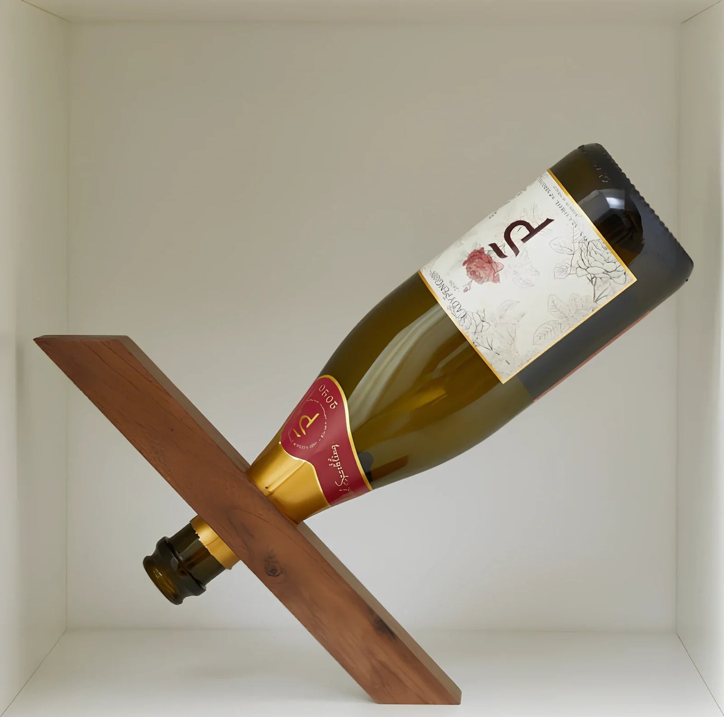 Natural bamboo wine bottle rack with modern simple design showing tool-free assembly