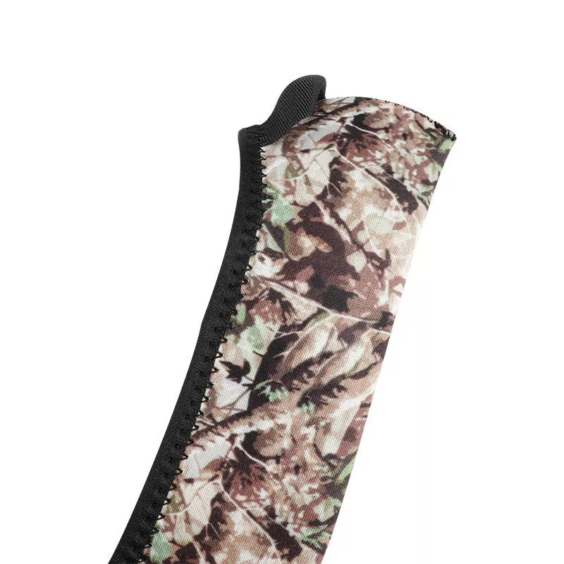 Reversible neoprene scope cover for tactical and outdoor use in black and camouflage print