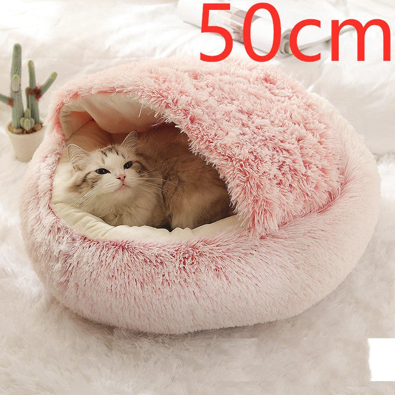 Cozy pet bed with plush and warm fabric for cats and dogs