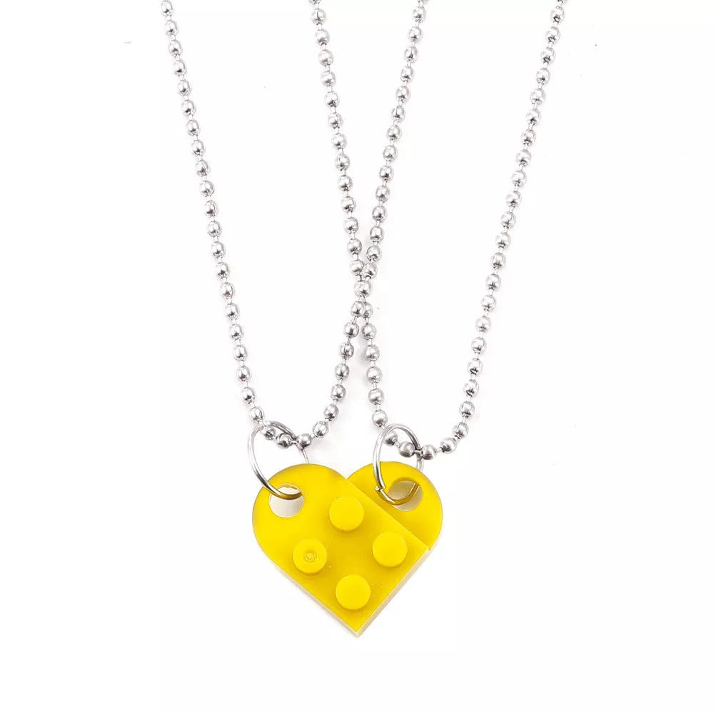 Valentine's Day heart stitching acrylic couple necklace with adjustable chain