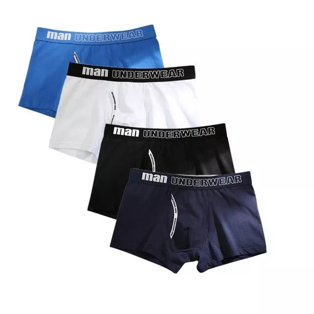 Men's cotton boxer underpants with antibacterial feature in solid colors