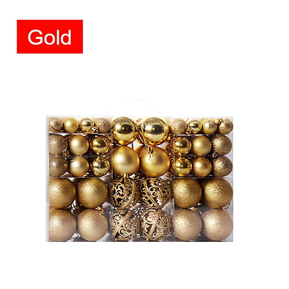 100 Christmas matte decorative balls in 12 colours including champagne, lake blue and rose red