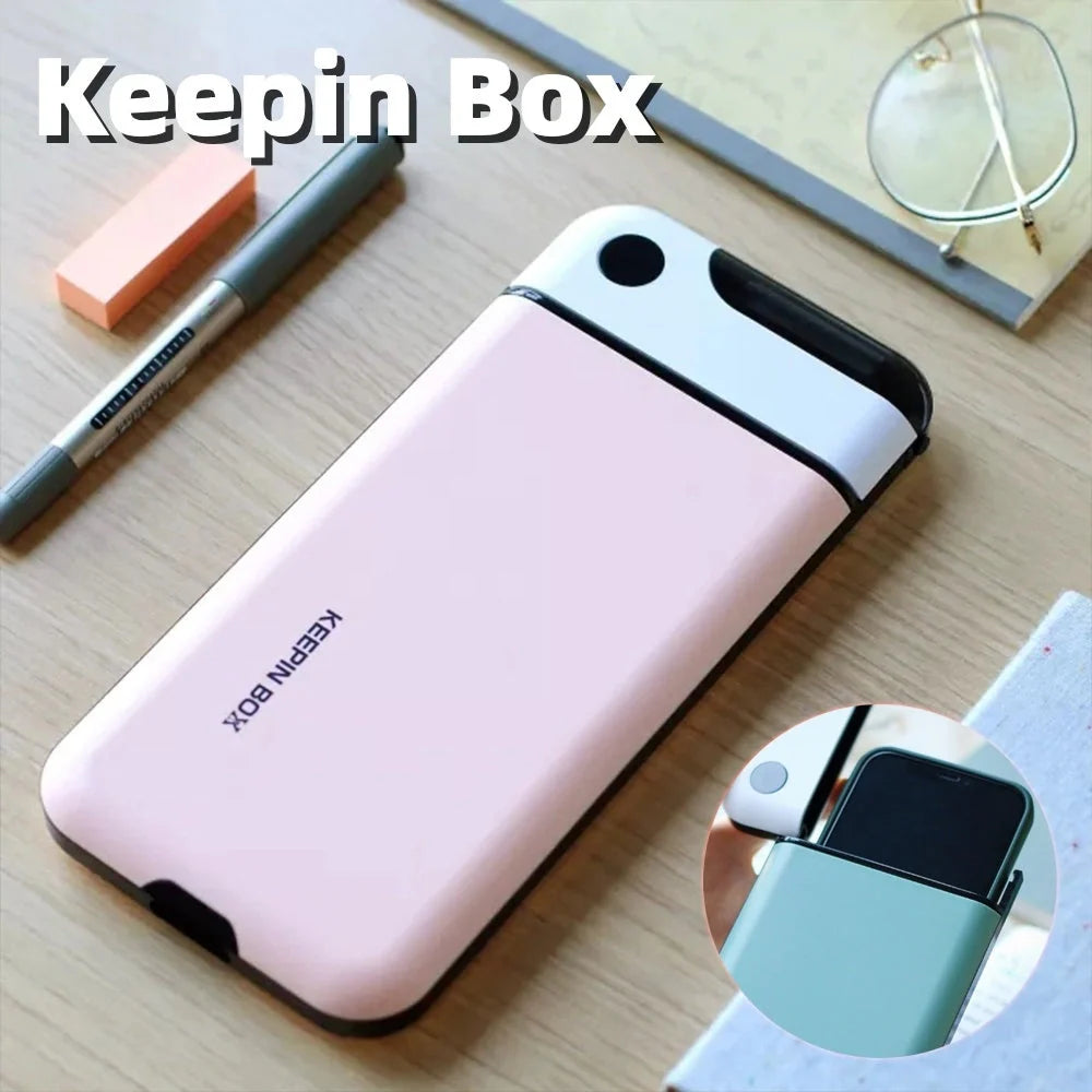 Keepin Box Mobile Phone Timing Box in Sakura Pink, Navy Blue, and Matcha Green