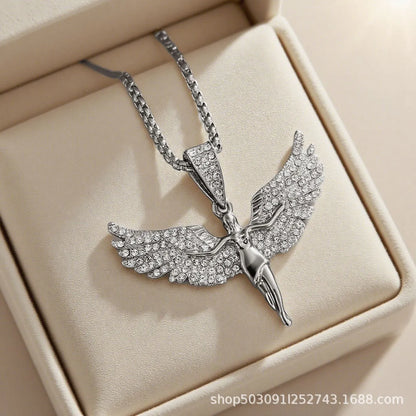 Silver diamond stud necklace with alloy pendant and electroplated finish for men and women