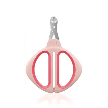 Cat nail clipper with blue handle and positioning round hole for safe trimming