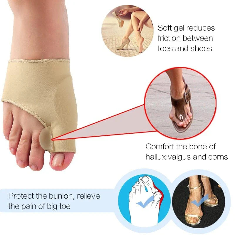 Comfortable toe separating socks with gel padding and adjustable silicone spacers for superior bunion relief