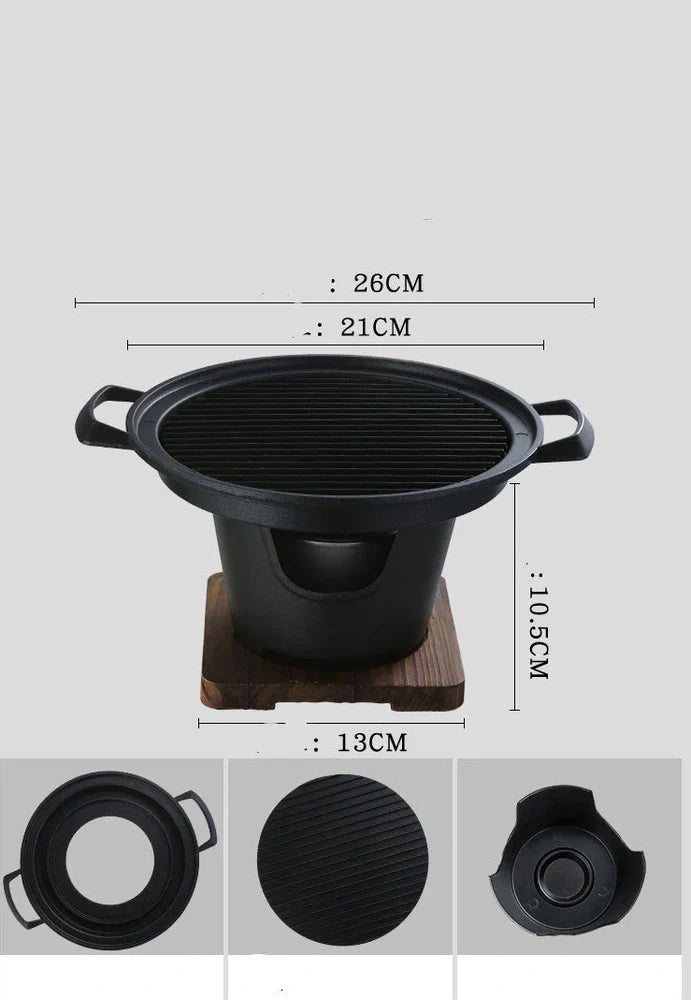 Compact non-stick barbecue grill with electrophoresis coating, 0.6kg weight, 500ml fuel capacity