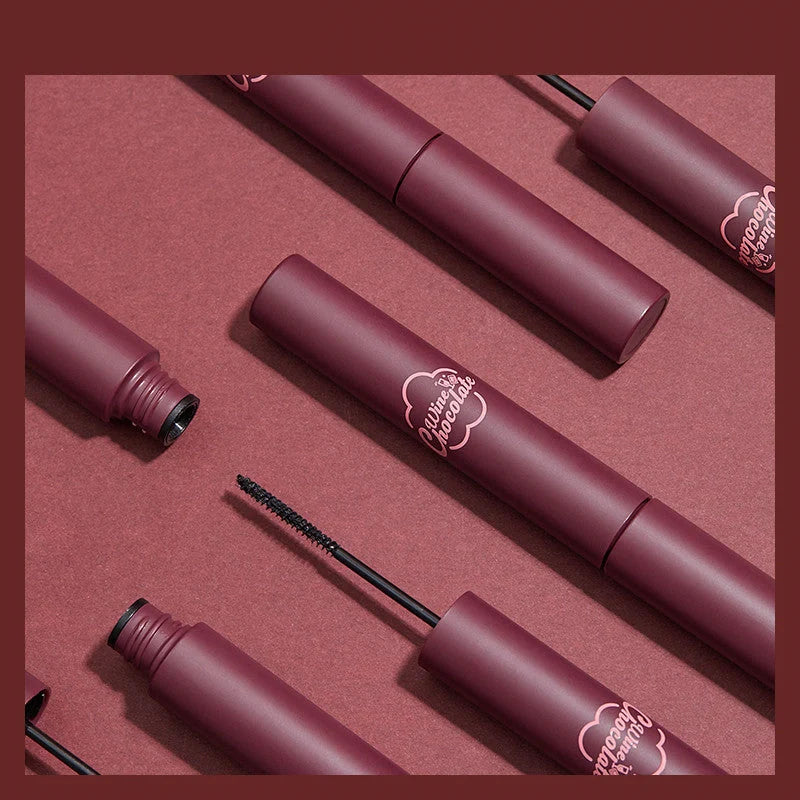 Red Wine Chocolate Mascara with slim brush for precise application