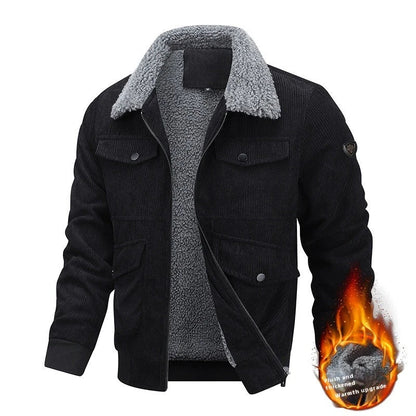 Warm fleece jacket with pockets in various colors, designed for men's cold weather fashion and comfort.