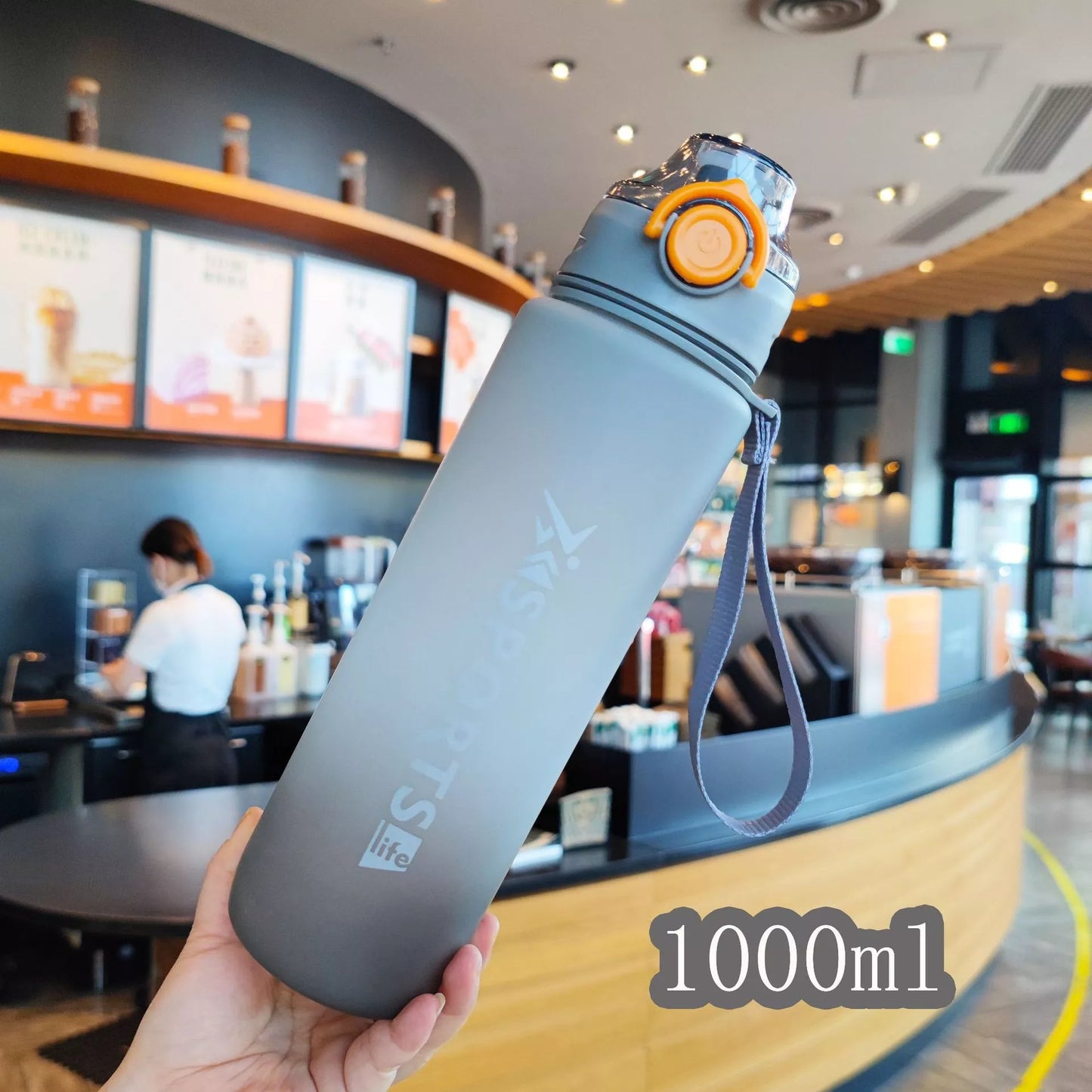 Rainbow Gradient Plastic Cup with 1L capacity in green, blue, gray, and pink colors