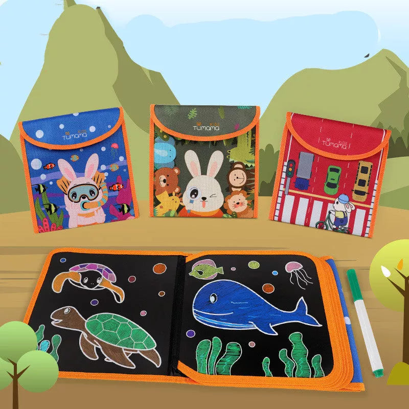 Graffiti drawing board with 12-color liquid chalk, safe for kids, easy to clean