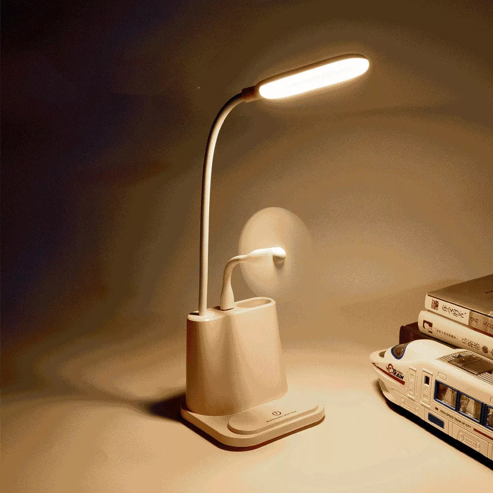 LED Rechargeable USB Desk Lamp with Phone Stand in white and pink options
