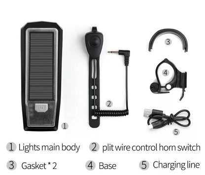 Solar Horn Light with dual charging and 120db speaker for outdoor safety