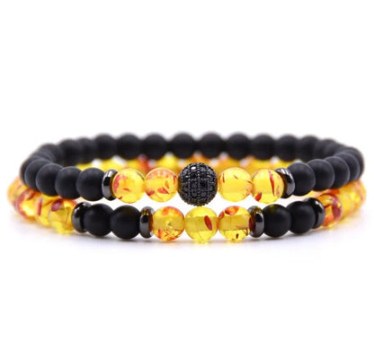 Micro-Inlaid Zircon Bracelet with 6mm Natural Stone Beads in Various Colors