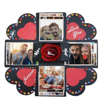 Premium craft paper keepsake gift box with adhesive photo album for organizing and displaying special occasion photos