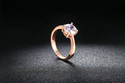 Exquisite rose gold and zircon cocktail ring with intricate geometric design and sparkling zircon gemstones