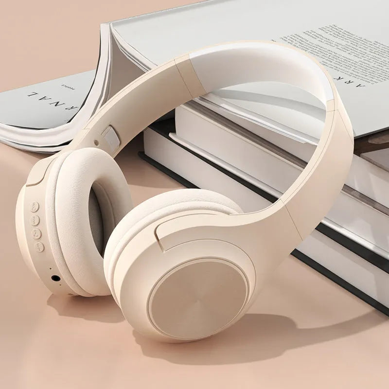 Wireless Bluetooth headset in chalk black colour showing head-mounted design with creative styling elements
