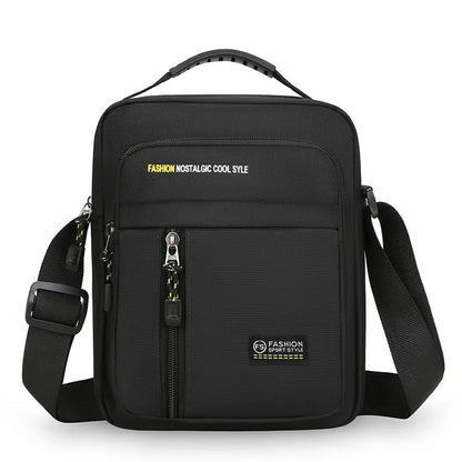 Men's nylon crossbody messenger bag with adjustable strap in green colour