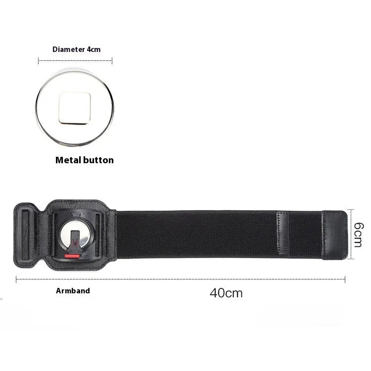 Black ABS PC mobile phone wrist strap holder for 4-7 inch smartphones, shown on a wrist for delivery or running.