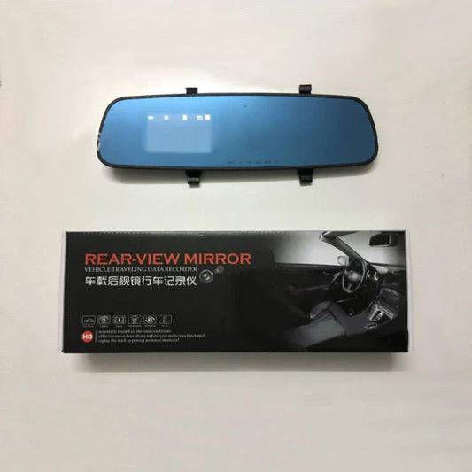 HD 1080P rearview mirror driving recorder with motion detection, rear-view mirror design, and wide-angle lens for enhanced road safety and clear video recording