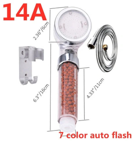 Color Changing LED Shower Head with temperature sensor and high-pressure filter