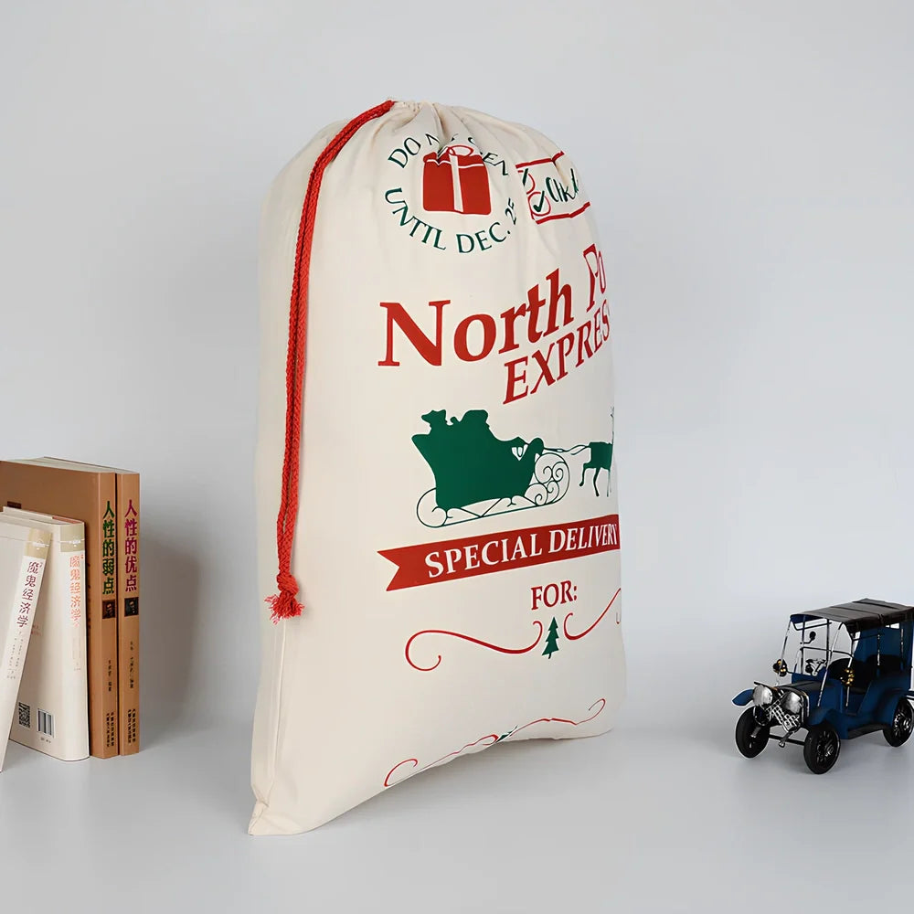 Christmas gift bag measuring 50cm by 70cm with reinforced handles in six colour styles