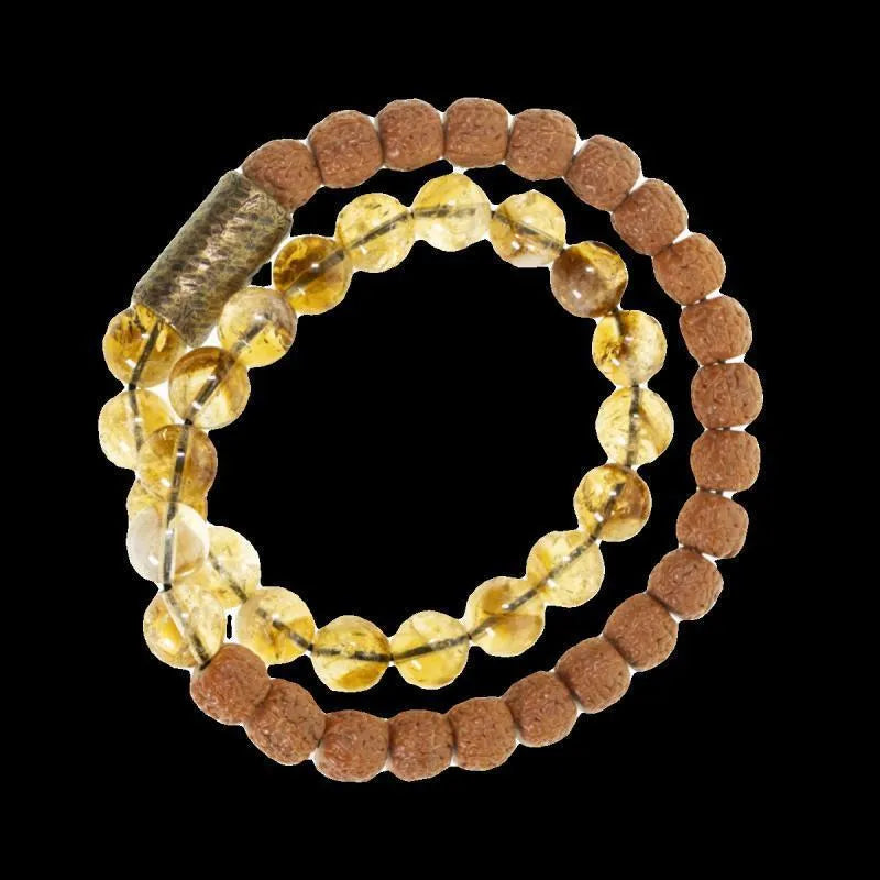 Children's personalised LCD bracelet in natural citrine colour with double circle retro design