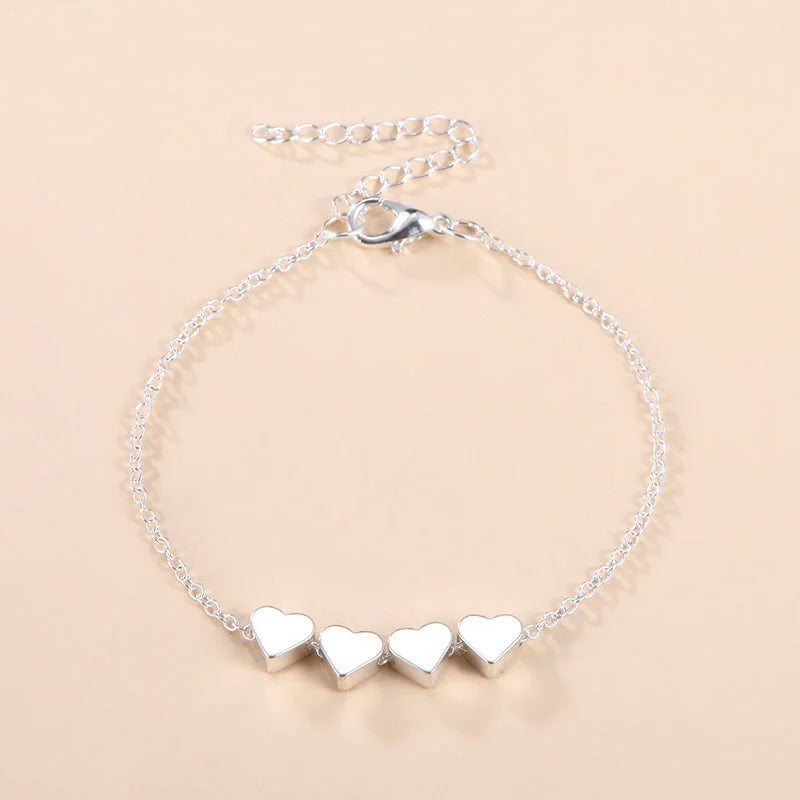 Korean Fashion Thin Chain Heart Bracelet for Women in gold and silver options