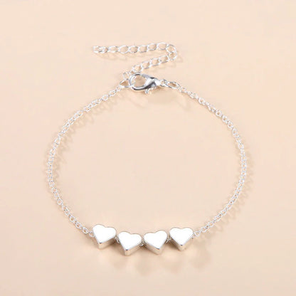 Korean Fashion Thin Chain Heart Bracelet for Women in gold and silver options