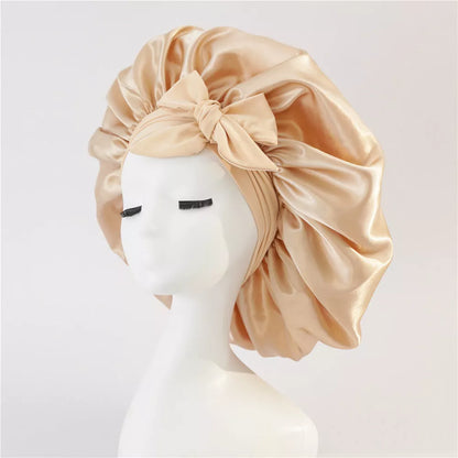 Double-layer silk bonnet for sleeping in various colors