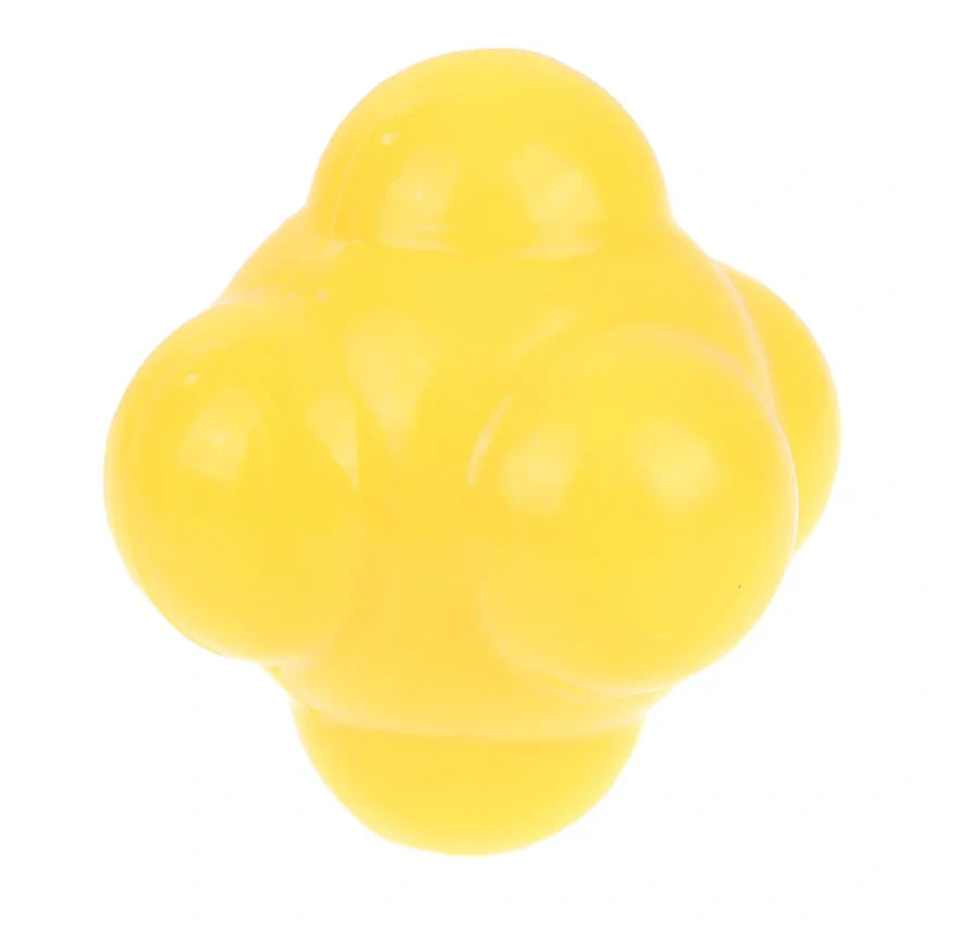 Blue hexagonal reaction training ball with knobbed surface, 60mm diameter
