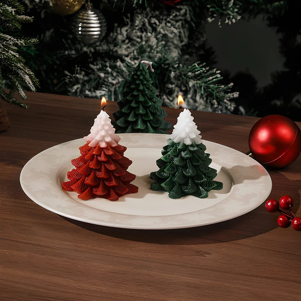 Christmas tree scented soy wax candle with lead-free cotton wick in cylindrical shape, multiple size options available