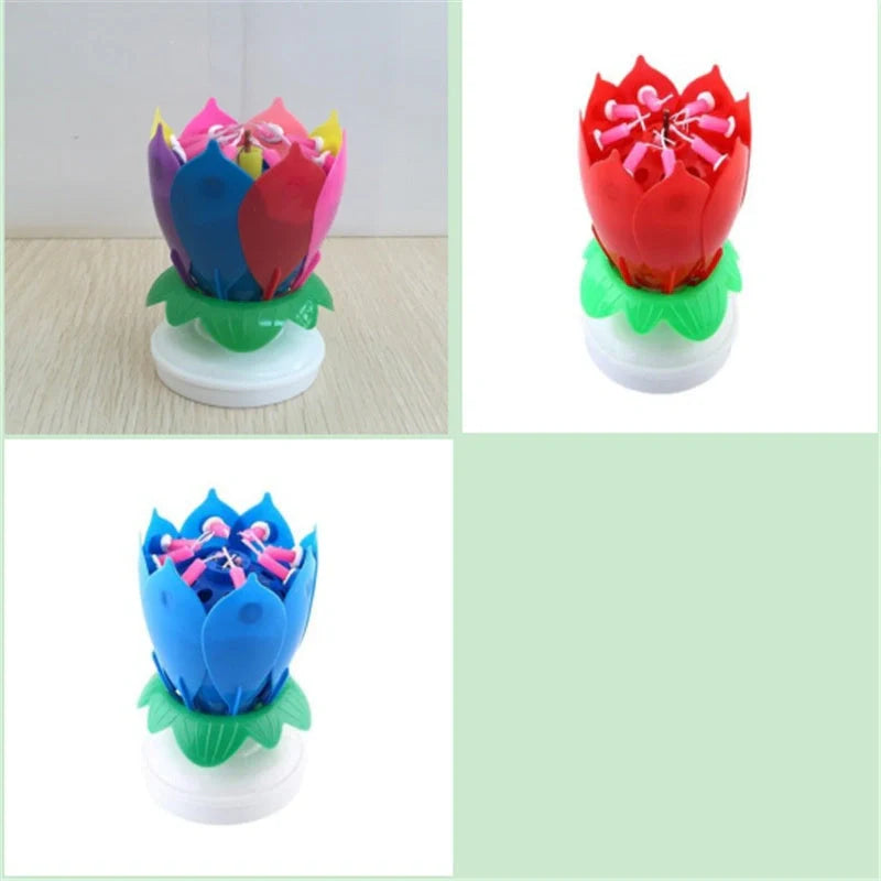 Musical Lotus Candles in various colors with a unique lotus design and music feature