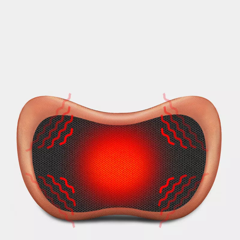 Massager Pillow with multiple head options for targeted muscle relief, compact and portable design