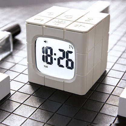 Multipurpose Rubik's Cube Alarm Clock with Voice Control and USB Charging for Home, School, and Office Use