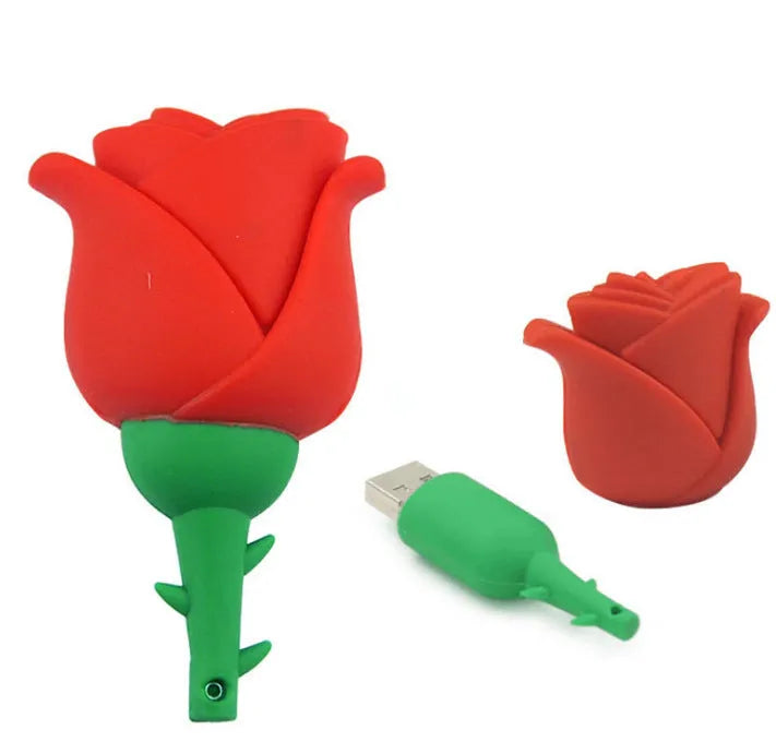 Cartoon rose shape USB flash drive in PVC with USB 2.0, write protection switch, 2GB to 128GB capacity, 20g