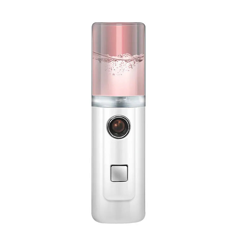 Nano portable facial humidifier in Pink, Transparent or White, 3.2 x 11.3 cm, 30ml tank, USB charging