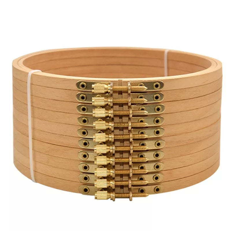 Adjustable Cross Wreath in bamboo for embroidery projects, sizes 4 to 12 inches