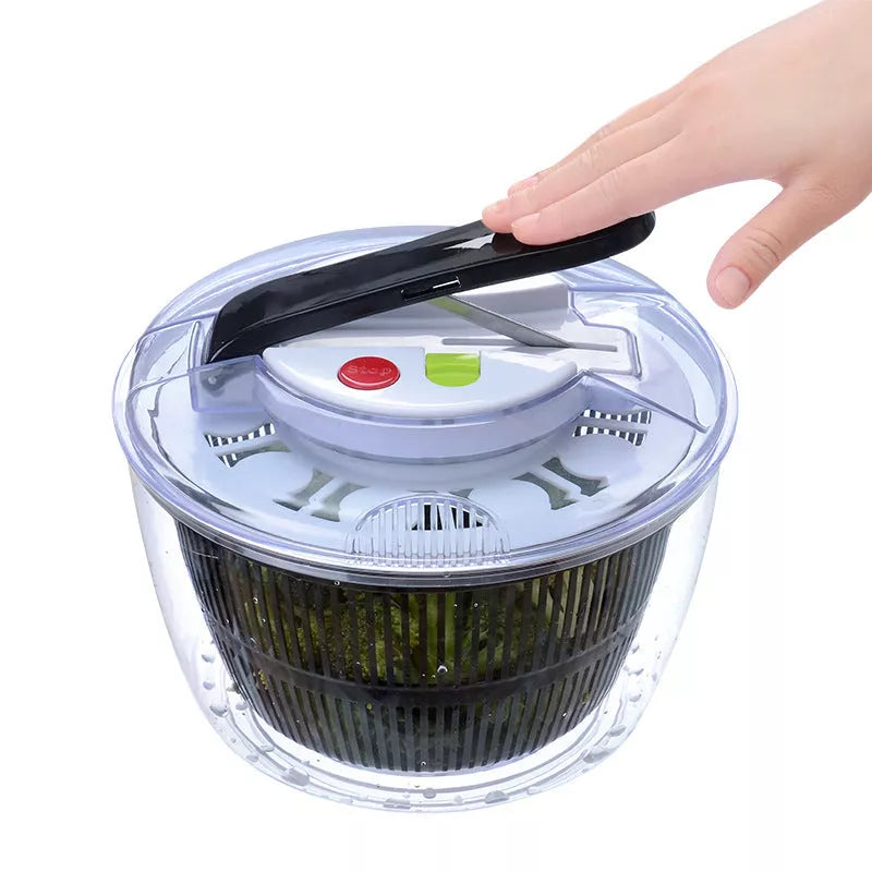 Classic black 2-in-1 washing dehydrating press salad bowl with 5-liter capacity