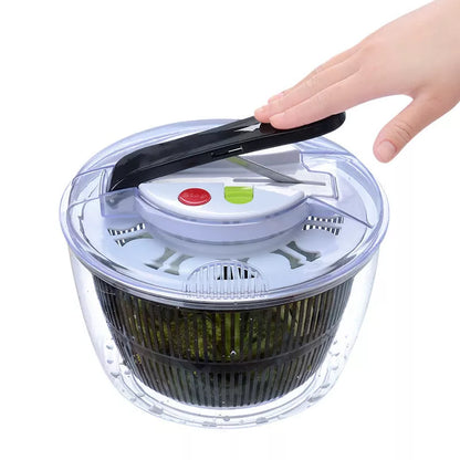 Classic black 2-in-1 washing dehydrating press salad bowl with 5-liter capacity