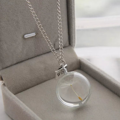 Geometric dandelion pendant necklace with 60cm chain, lightweight and durable