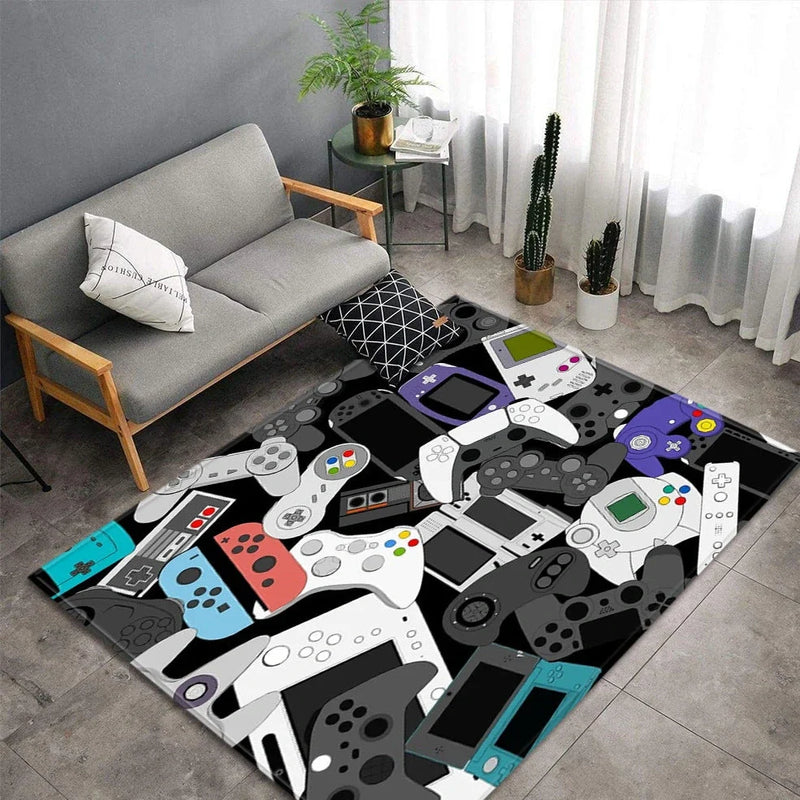 Polyester cartoon machine-woven mat measuring 99.1x152.4cm with machine washable construction for easy cleaning and maintenance in living spaces