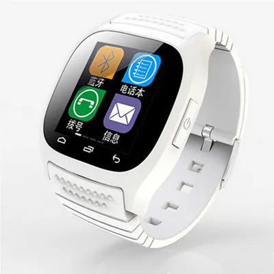 Black Bluetooth sports watch compatible with Apple iPhone and Android phones with waterproof design