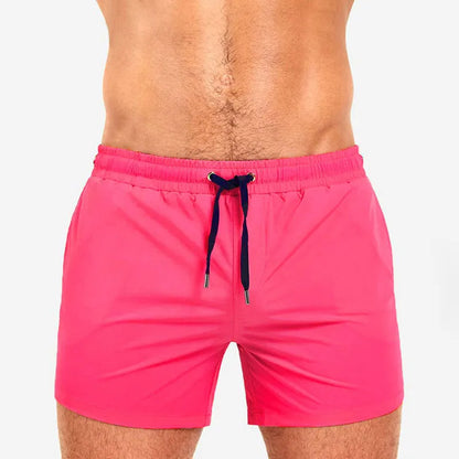 Athletic sports shorts in Army Green colour with visible mesh lining and elastic waistband with drawcord.
