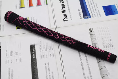 Female golf club grips in various colors made from natural rubber for durability and comfort