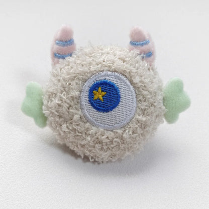 Cartoon-shaped plush dog chew toy with squeaker in grey, green, pink, white or yellow colours