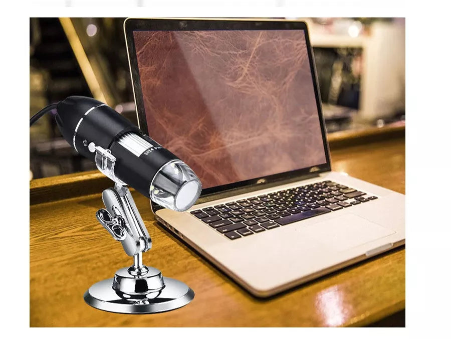 USB Digital Microscope with 1600X magnification and adjustable LED lighting