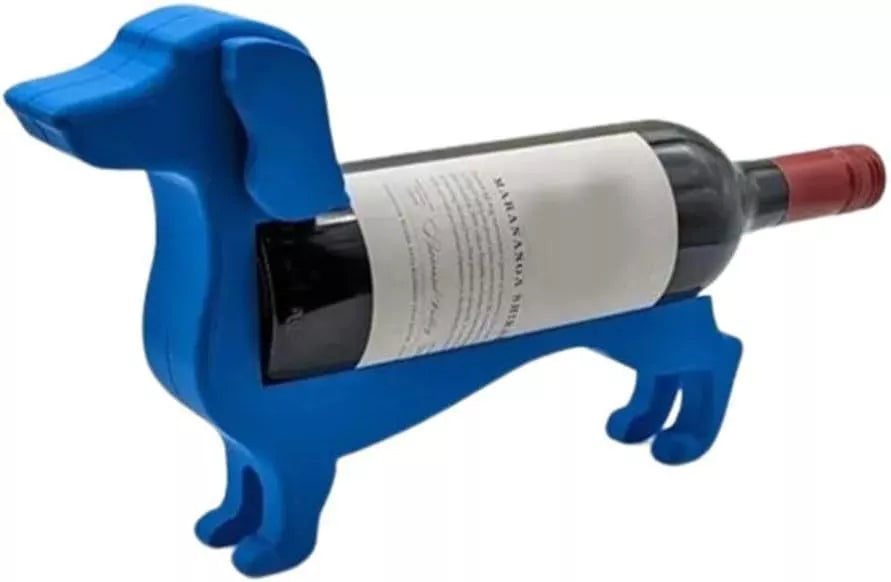 Dachshund-shaped wine bottle holder in various colors for creative home decor