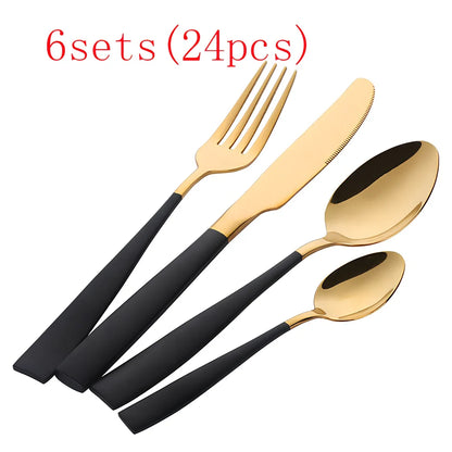 Four-piece stainless steel cutlery set with mirror polish finish, western style design